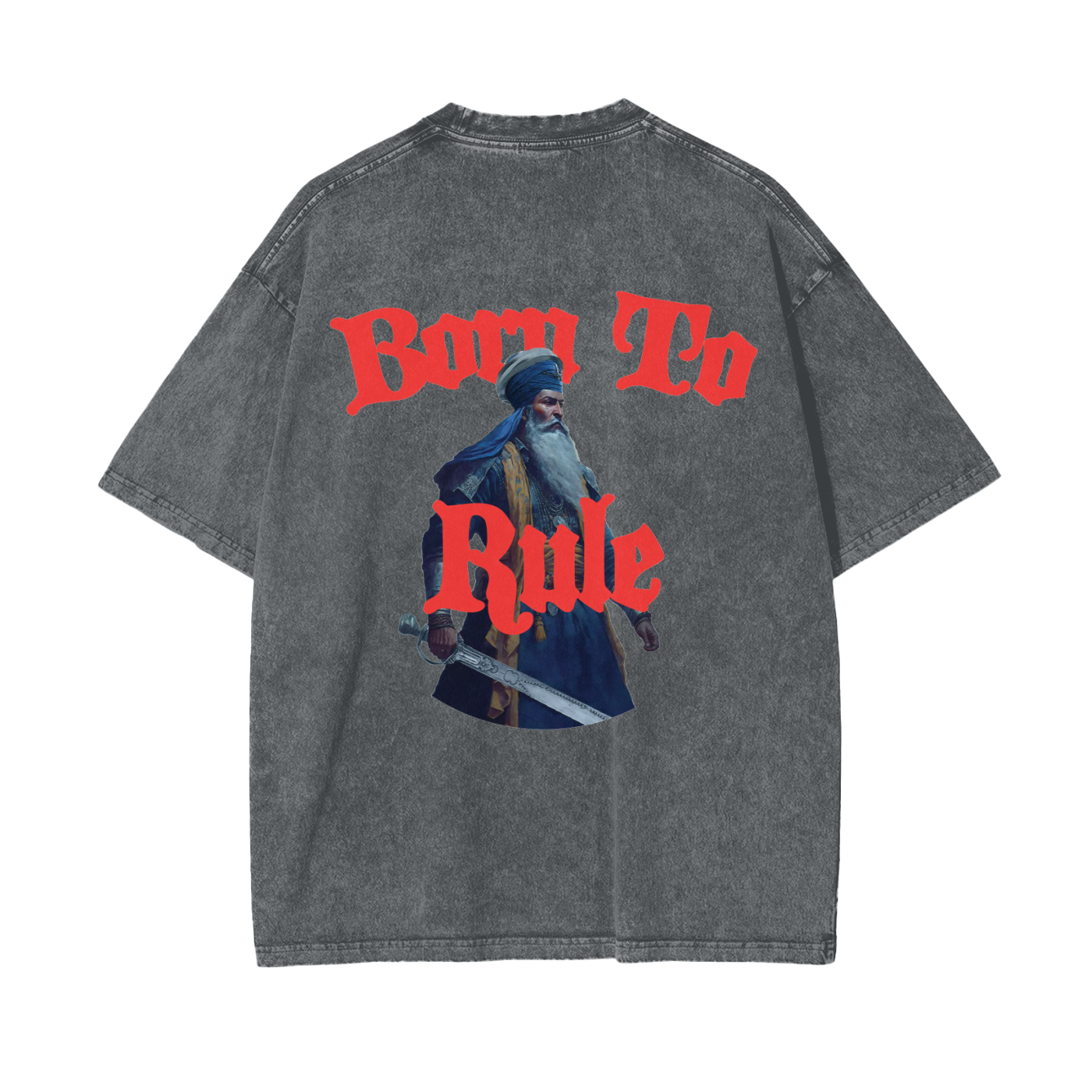 BORN TO RULE T-shirt acid washed