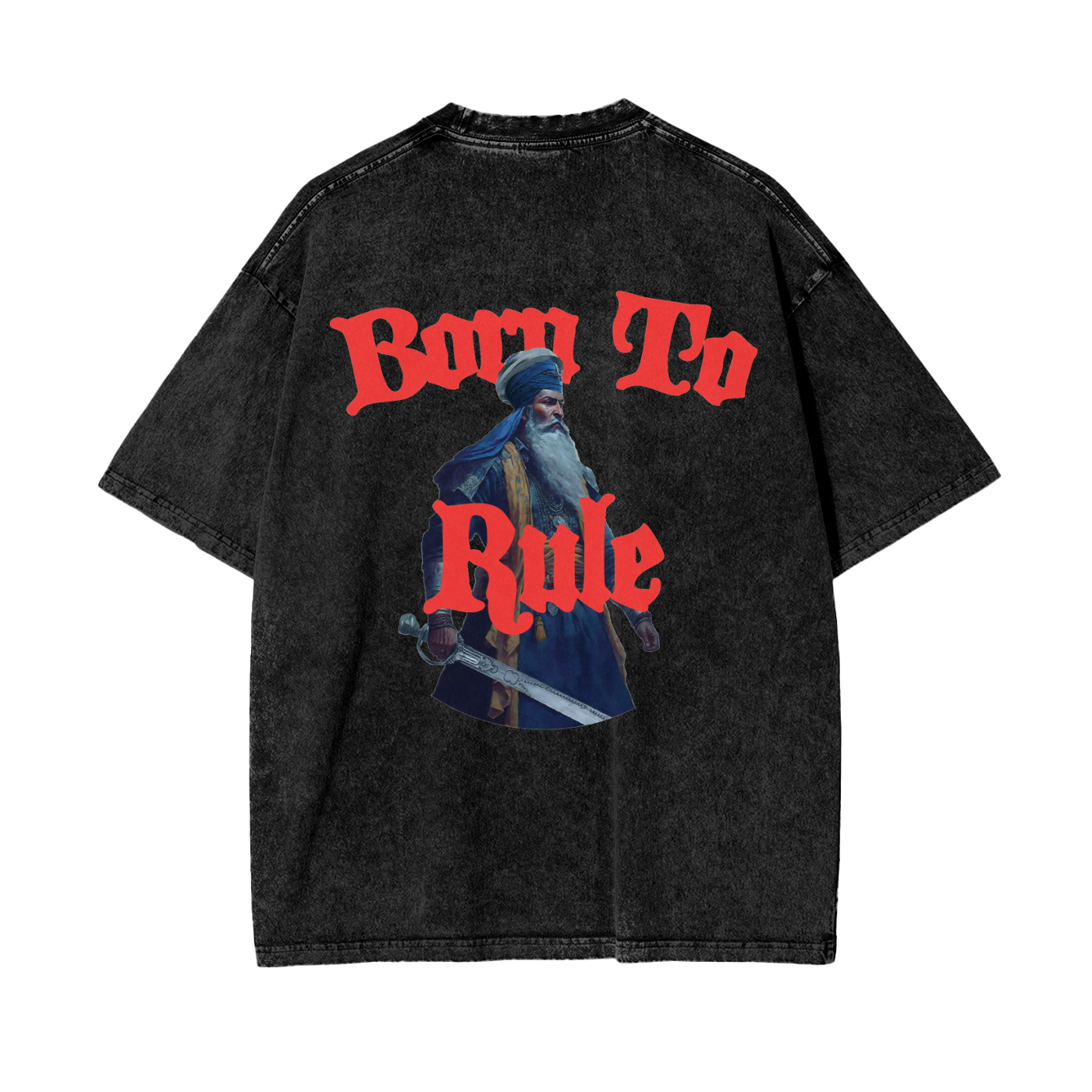 BORN TO RULE T-shirt acid washed