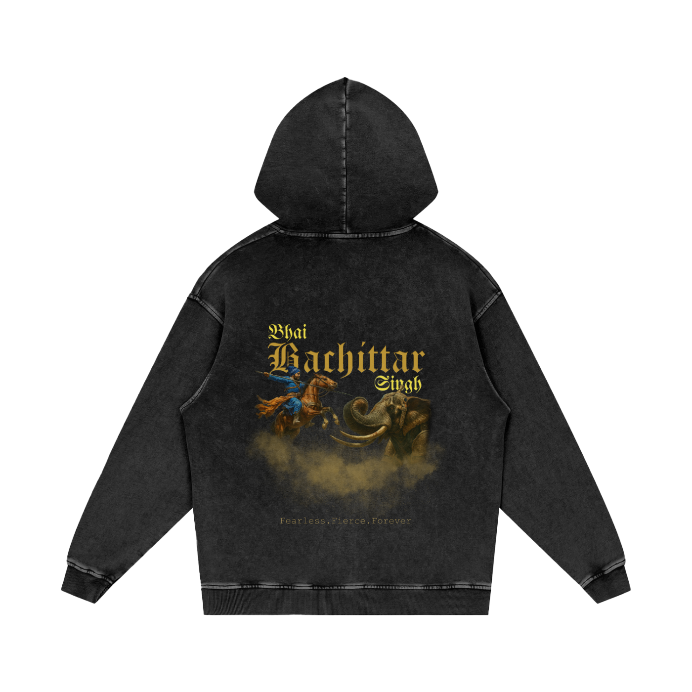 Bhai Bachittar Singh Ji Hoodie acid washed