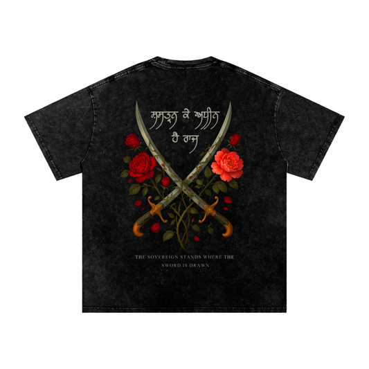 Shastran ke adheen hei raaj T-shirt acid washed