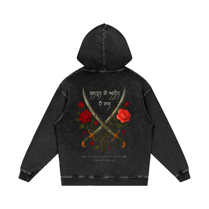 Shastran ke adheen hei raaj Hoodie acid washed