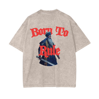 BORN TO RULE T-shirt acid washed