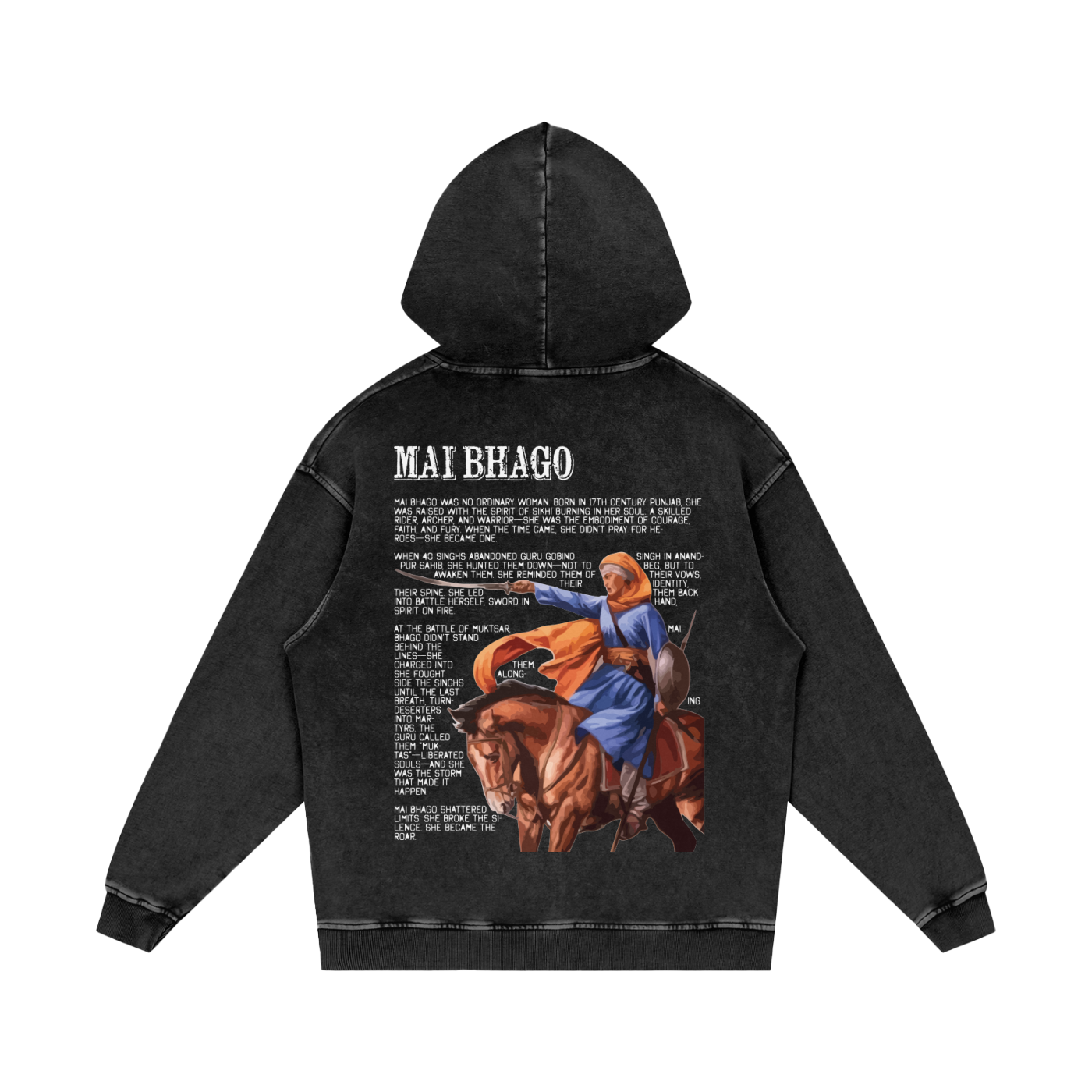 Mai Bhago Hoodie acid-washed