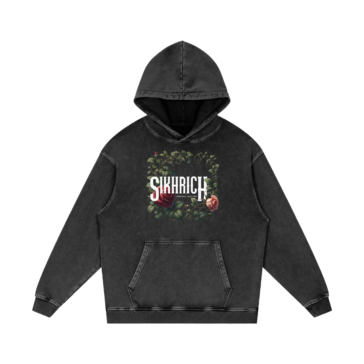 SIKHRICH ESSENTAIL Hoodie acid washed